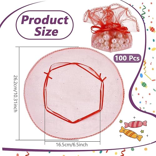 NBEADS 100 Pcs Sachet en Organza, 26.2cm Sacs Ronds en Organza avec Cordon de Serrage Sacs à Bonbons en Organza Sac à Dragées en Organza Transparent pour Mariage Fête de Noël Anniversaire, Orange - Nail Gallerys