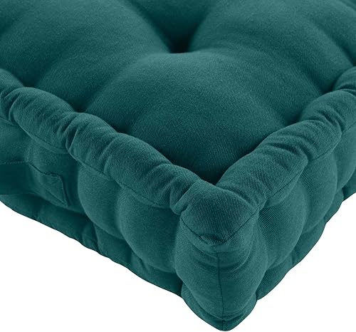 Douceur d'Intérieur, Coussin de Sol (50 x 50 x 10 cm) Twily Emeraude, Coton/Polyester Recyclé - Nail Gallerys