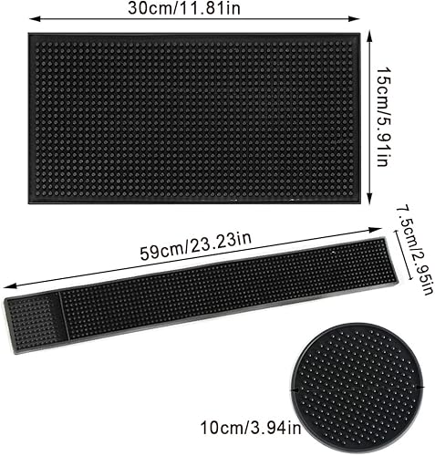 3 Pièces Tapis de Bar, Tapis de Service de Bar, Tapis de Bar en Caoutchouc PVC, Antidérapant Tapis De Bar, pour Restaurant, Et Maison Les Comptoirs, Club, Cuisine, Antidérapante, Noir, 3 Modèles - Nail Gallerys