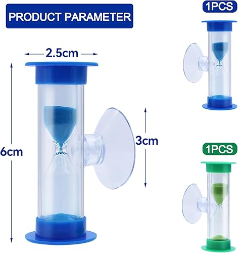 AIMEKE 2 Pièces Sablier Minuterie Coloré, Sablier Brossage Dents Enfant, Sablier avec Ventouse, Sablier 3 Minutes et 2 Minutes pour Jeux,Cuisine, Exercice, Etude - Nail Gallerys