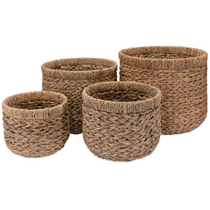 Panier de rangement rond en jonc de mer