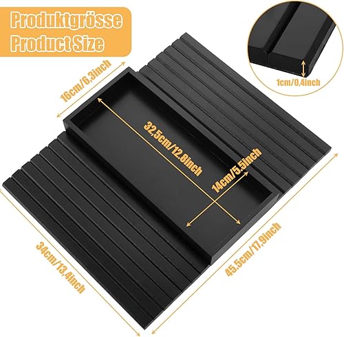 Oungy Plateau de canapé avec accoudoirs - Plateau antidérapant en bambou - Accoudoir flexible et pliable - Pour collations, tasses, téléphone portable - Commande (noir) - Nail Gallerys