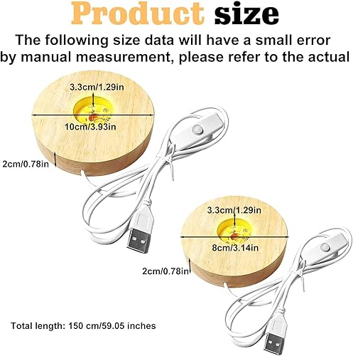 Lot de 2 Socles LED en Bois - Base d'Affichage DIY USB pour Bloc de Verre, Cristal, Acrylique et Bijoux en Résine - Nail Gallerys