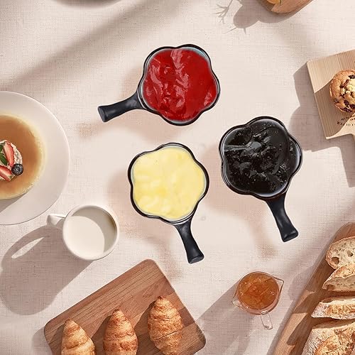 Lot de 6 bols à sauce, en céramique, en forme de fleur, avec poignée, pour sushis, entrées, ketchup, graines de soja, sauce soja, vinaigre (11,7 x 7,5 x 1,8 cm) - Nail Gallerys