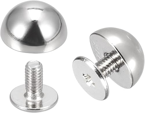 QUARKZMAN Rivets à Visser, 12 Ensembles de Clous Ronds de 10x5mm pour Cuir, Rivets pour Sac à Main, Artisanat en Cuir, Ton Argenté - Nail Gallerys