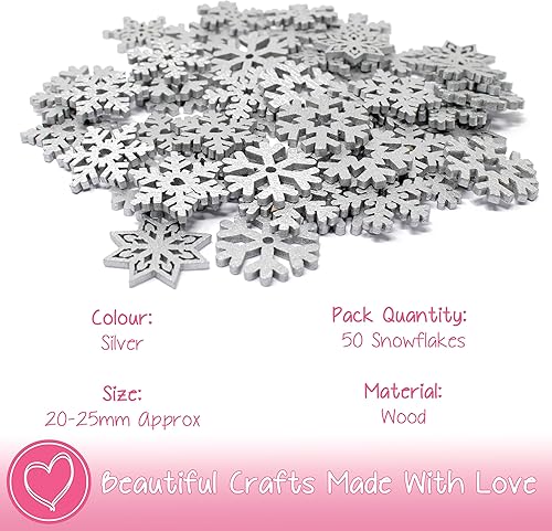Special Touches Lot de 50 flocons de neige de Noël en bois Argenté - Nail Gallerys