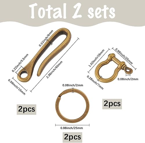 SUNNYCLUE 2 porte Clés en Forme de U en Or Fermoir en S en Laiton Anneau en D en Alliage de Style Tibétain pour Ceinture Porte Clés Clips pour la Fabrication de Clés de Voiture Portefeuille Chaîne Acc - Nail Gallerys