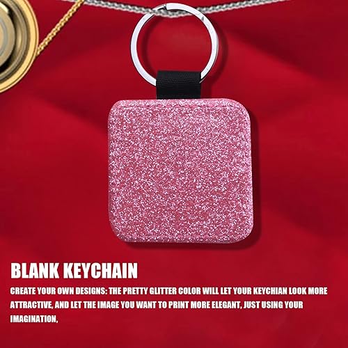 Willoghsa Paquet de 12 éBauches de Sublimation Porte-CléS 4 Types de Paillettes en Cuir PU Porte-CléS Bricolage Porte-CléS de Transfert de Chaleur Rose - Nail Gallerys