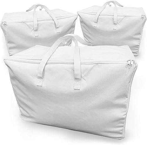 Eco Home Store Lot de 3 grands sacs à linge blancs avec fermeture éclair – Pliable sous le lit Organiseur de vêtements pour linge de lit - Nail Gallerys