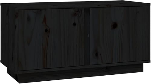 Générique Meuble TV Noir 80x35x40,5 cm Bois de pin massif-814473 - Nail Gallerys