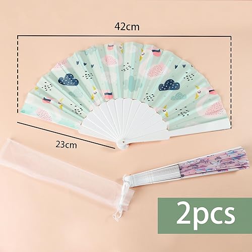 COLOFALLA 2 Éventails Licorne et Cygne Eventail Eté avec Sac Organza pour Fête Enfant Cadeaux Invités Décoration Eté Anniversaire Plage - Nail Gallerys