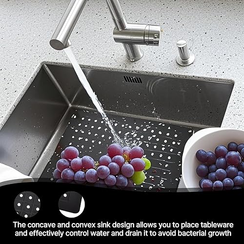 AzureRay Tapis d'évier antidérapant en silicone, Très épais, découpable,design nid d'abeille – Protection évier cuisine, tapis fond évier – Idéal pour vaisselle, frui (Carrée) - Nail Gallerys
