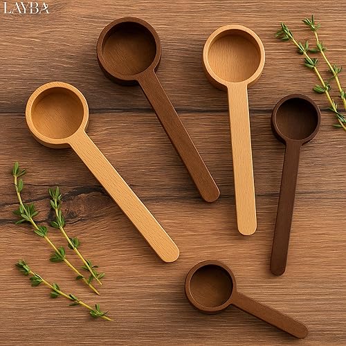 Set de cuillères à café en bois de noyer foncé et hêtre, cuillère à café, portionneur pour haricots moulus, expresso et thé aux herbes (bois de noyer, 20 ml) - Nail Gallerys