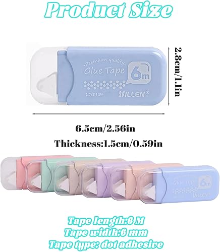 CUVZORA Lot de 12 rouleaux de ruban adhésif double face - Autocollant double face - Accessoire de scrapbooking - Idéal pour les cartes, les travaux manuels et les projets de scrapbooking - Nail Gallerys