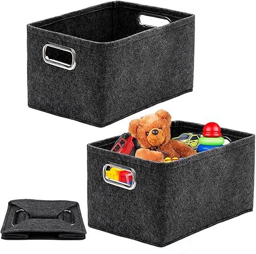 2 Pièces Panier Feutre, 30 X 20 X 20 cm Panier de Rangement en Feutre Rangement Feutre Pliable avec PoignéE pour Ranger Vêtements, Serviettes, Articles de Toilette, Livres et Bien Plus Encore. Gris - Nail Gallerys