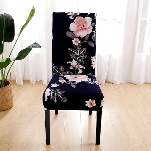 Highdi Housse de Chaise Extensible Lot de 2/4/6, Moderne Couverture Protecteur de Chaise Salle a Manger Universel Amovible Housse Chaise pour Mariage Hôtel Banquet (Fleur Rouge,6 pièces) - Nail Gallerys
