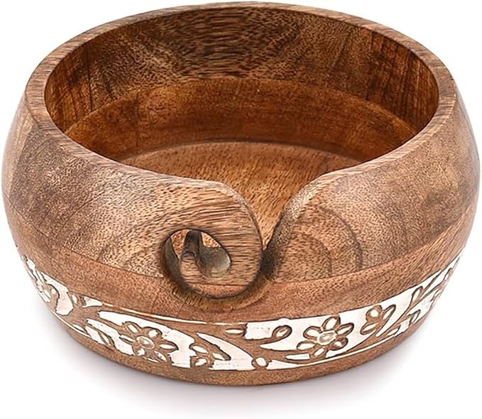 Indus Lifespace Craft Supplies Bol en bois de manguier pour crochet et fil à tricoter 15,24 x 15,24 x 7,62 cm - Nail Gallerys