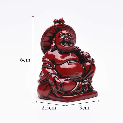 BRABUD Lot de 6 Statues de Bouddha Rieur Feng Shui en résine Rouge 5,1 cm BS001 - Nail Gallerys