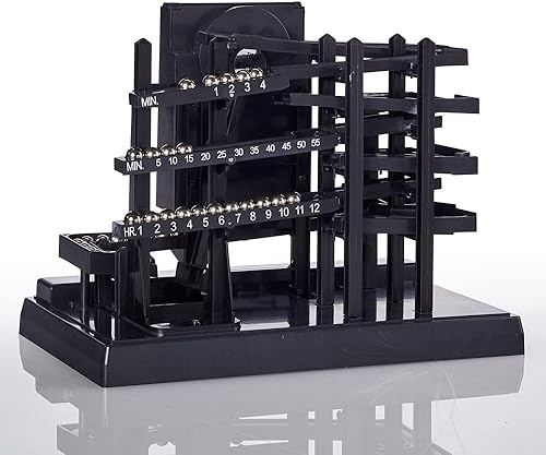 Horloge à billes - Clock'n'Roll - Horloge radio-pilotée avec réception du signal horaire DCF77 - Time Machine, Noir - Nail Gallerys