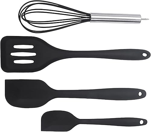 CHAMEEN Ustensiles de cuisine en silicone platine sans BPA avec noyau en nylon Kitchen Essentials - Lot de fouets et spatules en silicone - Nail Gallerys