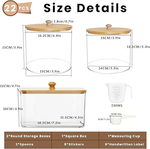 lot de 3 distributeur de lessive,distributeur de lessive avec 16 étiquettes,2 Cuillères et une tasse à mesurer,Boîte à Détergent pour Capsules de Lessive/Boules de Séchage/Pinces à Linge/Lessive - Nail Gallerys