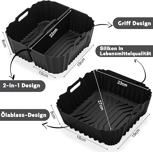 19-23CM Moule Silicone Air Fryer,Accessoires Air Fryer pour Ninja AF180EU Max Pro 6,2 L COSORI TurboBlaze 5.5L/6L, Philips 6.2L NA230 Réutilisable Air Fryer Moule Silicone - Nail Gallerys