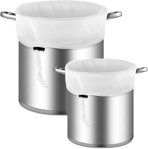 Dimeho Lot de 2 Sacs de Brassage Extra Larges pour Brassage à Domicile Sacs filtrants réutilisables Sac en Maille Fine pour Fruits Raisin vin Cordon de Serrage Brassage (45,7 x 40,6 cm/66 x 55,9 cm) - Nail Gallerys
