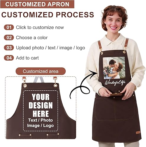 Générique Tablier Personnalisé avec Image & Texte, Tablier Cuisine Barbecue Homme Femme, Imperméable & Taille Ajustable - Nail Gallerys