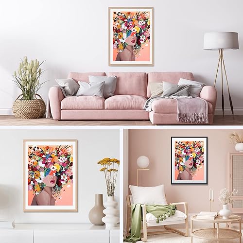 NAIMOER Filles Diamond Painting, Peinture Diamant Fleurs Broderie Diamant Kit Complet, DIY 5D Diamond Painting pour Adultes Enfants Croix Broderie Filles Fleurs Peinture Diamant 30x40cm - Nail Gallerys