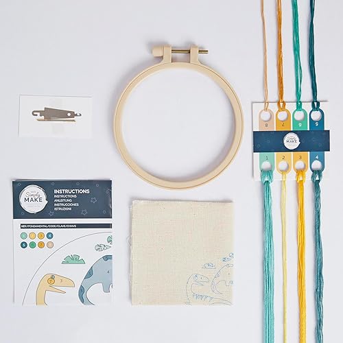 Simply Make Kit de broderie par numéros dinosaures - Kit de broderie pour adultes - Pour mur, décoration d'intérieur - Nail Gallerys