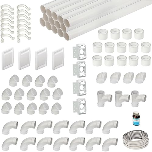 Kit de tuyau d'aspirateur central - Matériel de montage avec boîtes d'aspiration (15 m avec 3 prises d'aspiration) - Nail Gallerys