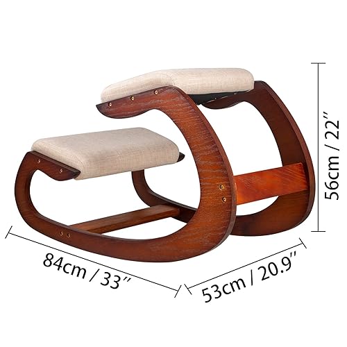 Ukiki Tabouret Ergonomique Tabouret Réglable Ergonomique Coussins Confortables Bureau Maison Façonnant et Soulageant Stress Fauteuil Ergonomique à Genoux Tabouret (Noix de pécan) - Nail Gallerys