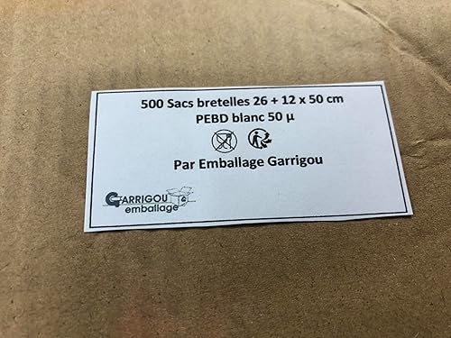 PROMOSAC Sac Bretelle Blanc 50 µ réutilisable - 45 x 26 + 12 cm Carton de 500 - Nail Gallerys