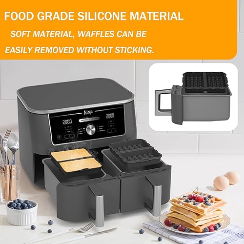 2 Stück Waffeleinsatz,Silikon Waffelplatten Zubehör Kompatibel mit Ninja AF300EU, AF400EU, AF451EU, SL400EU und AF500DE Heißluftfritteuse,Belgische Waffeln, Waffel, Zubehör (Noir) - Nail Gallerys