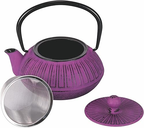 Théière 600 ml en fonte poignée pliable, filtre en acier inoxydable, violet - Nail Gallerys