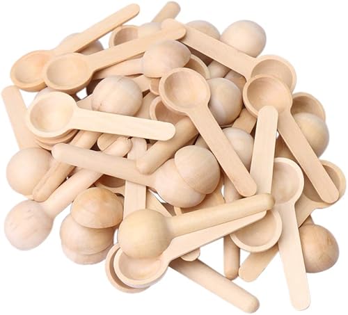BQLZR 7.5 x 2.4 x 1.3 cm Petite Cuillères de Cuisine en Bois Rond pour sel assaisonnement Miel Cuillère à café Lot de 50 - Nail Gallerys