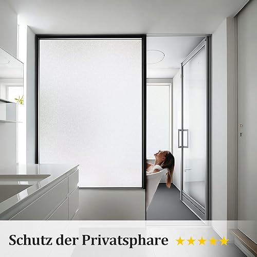 Windimiley Film de protection pour fenêtre intérieure, autocollant, en verre dépoli, anti-UV, statique, sans colle, vie privée, pour la maison et le bureau, mat, 44,5 x 200 cm - Nail Gallerys