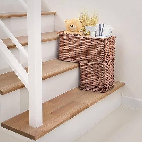woodluv Panier Ovale en Osier pour escalier/étape Panier avec poignée, Marron - Nail Gallerys