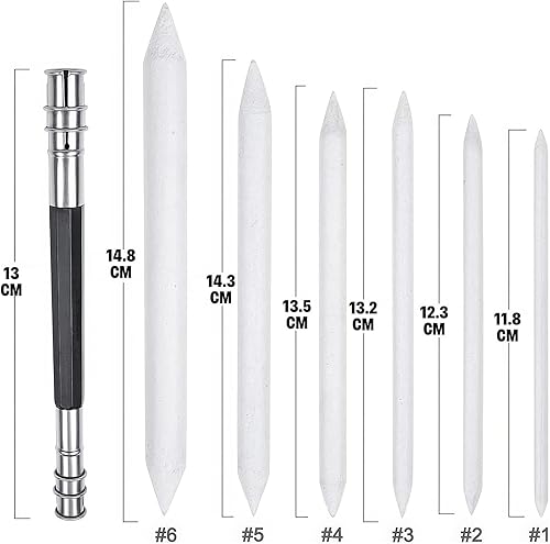 6 Pièces Estompeur Dessin, Stylos Mélangeurs, Estompe en Papier Dessin, Estompe en Papier Dessin, Stylos Mélangeurs, avec 1pc Réglable Rallonges de Crayon, pour Artistes Étudiants - Nail Gallerys
