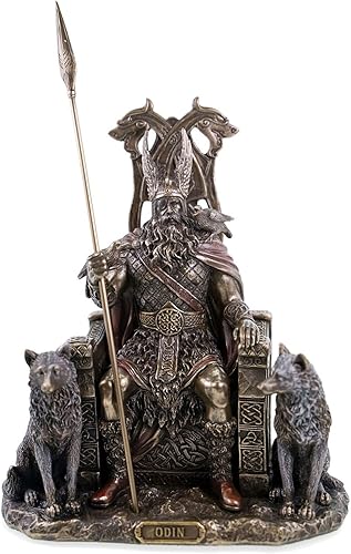 Veronese by Joh. Vogler GmbH Odin Dieux allemand avec loups et corbeaux 22 cm Figurine décorative colorée à la main - Nail Gallerys