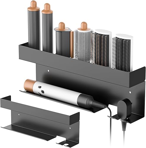 Gaethra Support Sèche Cheveux sans Perçage, Fixation Auto-Adhésive, Porte Sèche Cheveux Mural Noir Stable Et Antirouille, Idéal pour Salle De Bain Support Sèche Cheveux Compact - Nail Gallerys