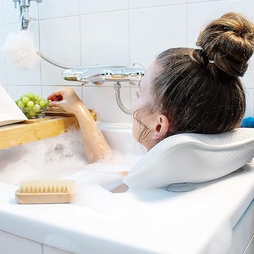 Navaris Coussin de Baignoire - Oreiller de Bain Confort avec Ventouse - Repose Tête Ergonomique pour Tête Nuque Dos - Baignoire Spa Piscine - Nail Gallerys