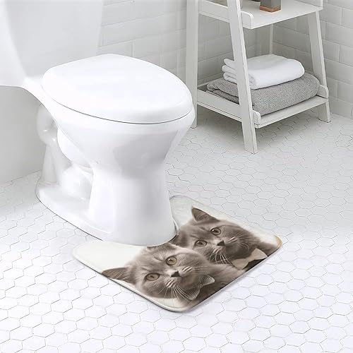 NWTRJ Tapis de toilette en forme de U ultra doux, super absorbant, antidérapant, en microfibre, motif chats amusants, tapis de sol pour salle de bain et WC - Nail Gallerys