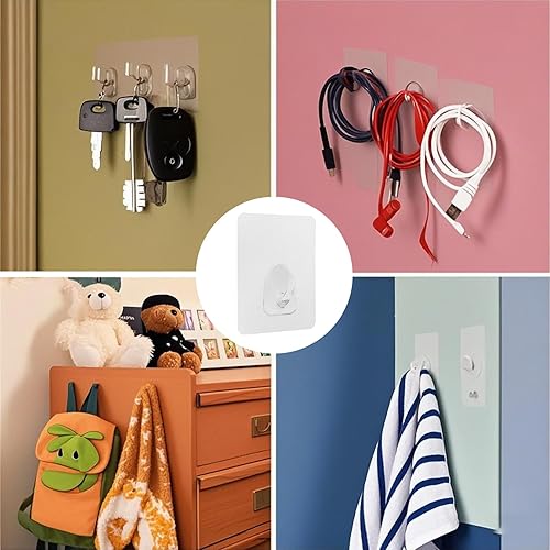 AzureRay Ces ​​crochets autocollants transparents​​ s'intègrent discrètement à tous les intérieurs. Parfaits pour ranger sans altérer l'esthétique de votre décoration. - Nail Gallerys