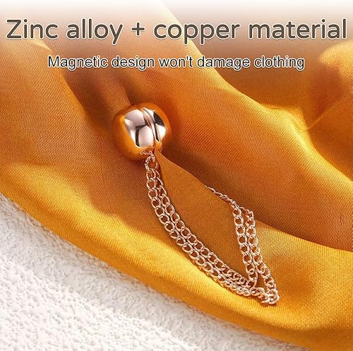 Pinces a Vêtements Magnétiques,4 Boutons de Force Magnétique avec Chaîne,Epingles Magnétiques Polyvalentes pour Cardigan,Ourlet de Manchette - Nail Gallerys