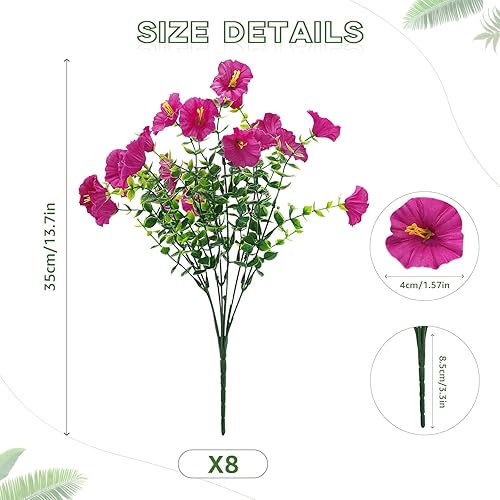 YSUVIN 8 Bouquets Fleurs Artificielles, Simulation Fausse Gloire Matinale Fleurs Pétunia Deco Plante Artificielles Exterieur Intérieur Salon Maison Porche Jardin Balcon Et Jardin(Multi) - Nail Gallerys