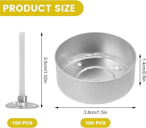 Kit de fabrication de 100 bougies chauffe-plat en aluminium avec mèches, récipients ronds, pots de bougies pour la fabrication de bougies, bougeoirs en argent pour la fabrication de bougies - Nail Gallerys