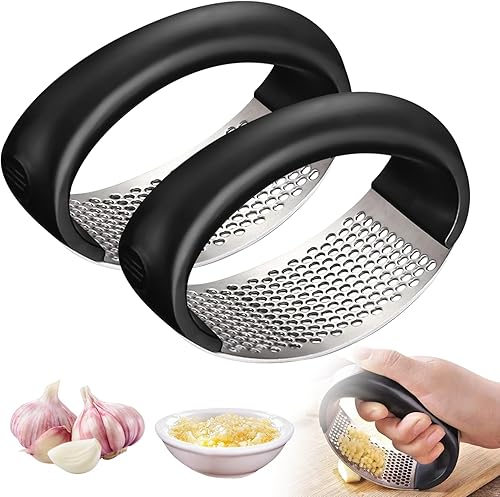 2 Pièces Presse-Ail à Bascule Presse Ail à Bascule Inox Presse à Ail Manuelle En Acier Inoxydable Decoupe Ecrase Ail Concasseur à Ail Garlic Press Rocker,Pour Hacher,Écraser Et Couper l'Ail - Nail Gallerys