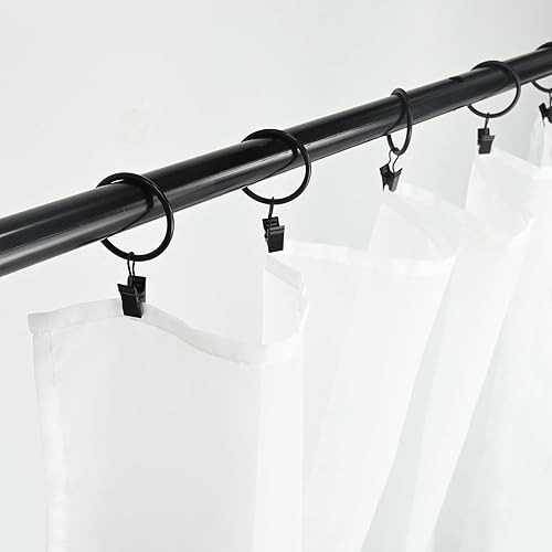 Lot de 40 Anneaux de Rideaux en Métal, Diamètre Intérieur de 35mm, Noir Anneaux pour Rideaux, Antirouille Anneaux Rideaux avec Pinces, Rideau Crochets, Anneaux Rideaux pour Tringle à Rideau de Douche - Nail Gallerys