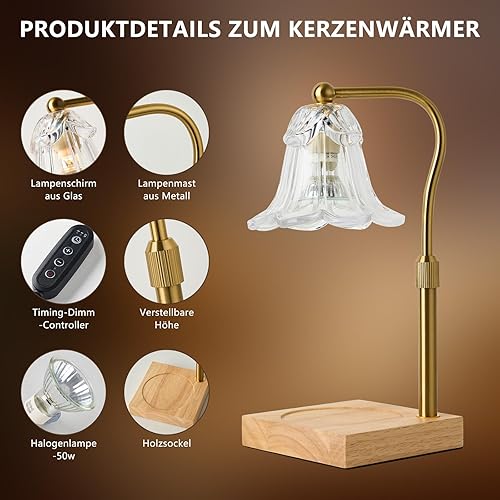 MOSSCO Lampe chauffe-bougie parfumée avec 2 ampoules, chauffe-bougie électrique avec minuterie et variateur pour la décoration de la maison - Nail Gallerys